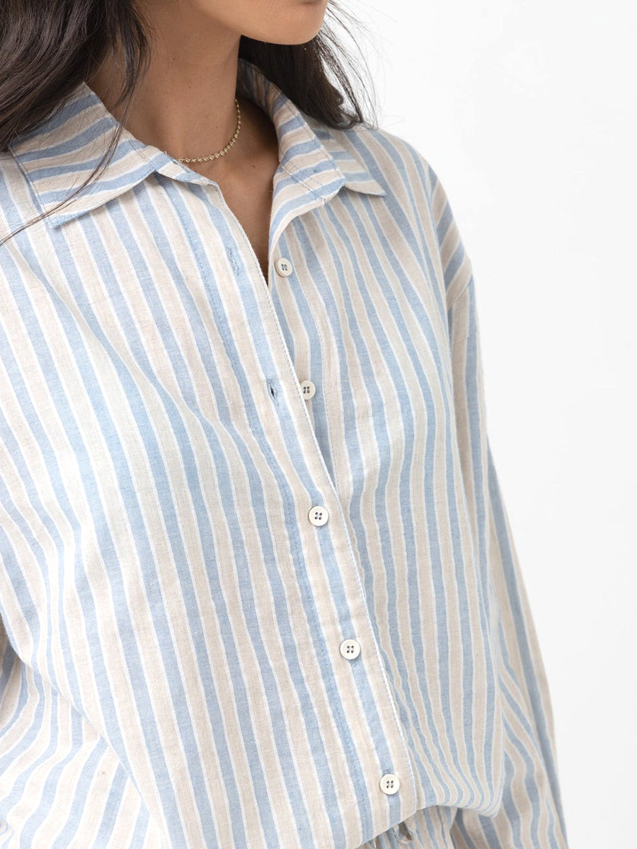 Amore Stripe Oversized Shirt - Blue