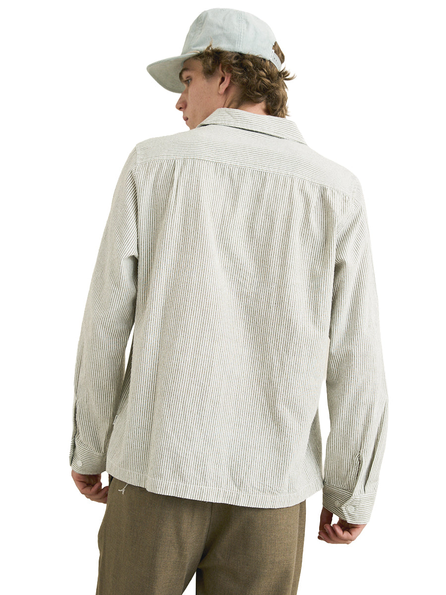 Bank Stripe Long Sleeve Shirt - Olive