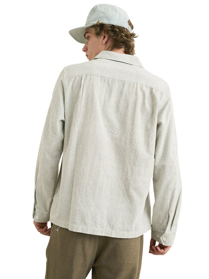 Bank Stripe Long Sleeve Shirt - Olive