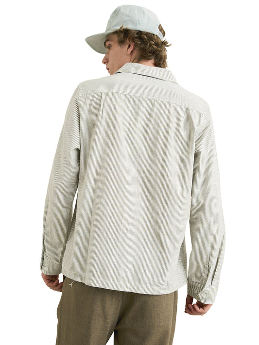 Bank Stripe Long Sleeve Shirt - Olive