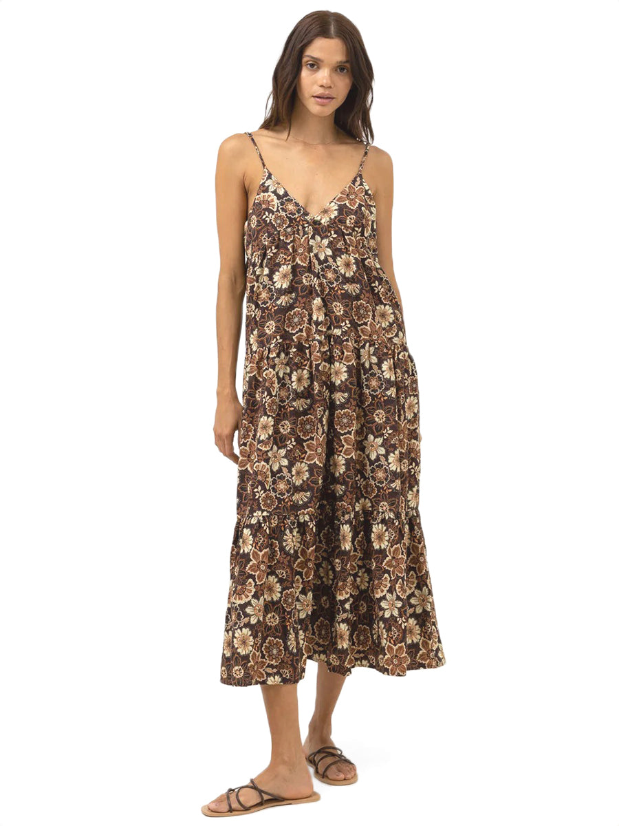 Cantabria Tiered Midi Dress - Brown