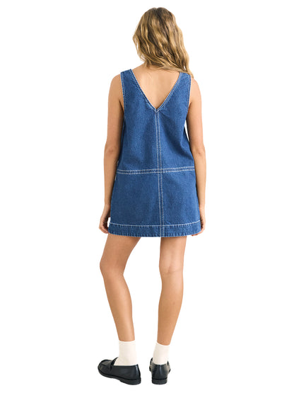 Cece Contrast Stitch Mini Dress - Dark Denim