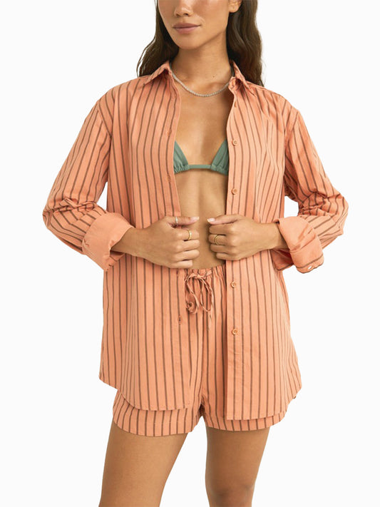 Chica Stripe Shirt - Coral