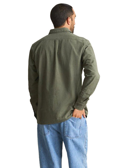 Classic Linen Long Sleeve Shirt - Forest Green