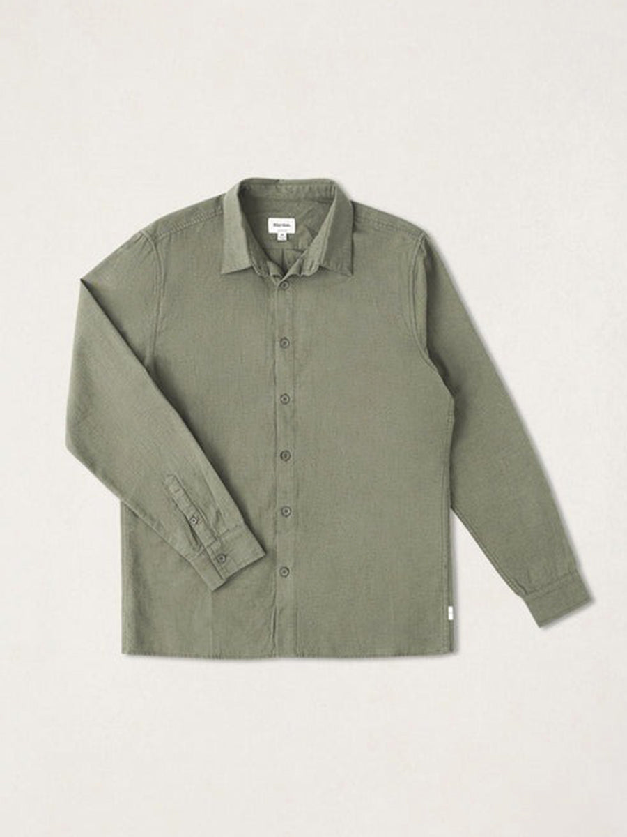 Classic Linen Long Sleeve Shirt - Forest Green