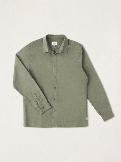 Classic Linen Long Sleeve Shirt - Forest Green