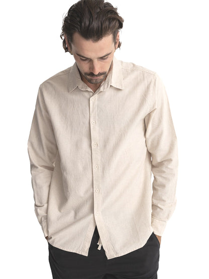 Classic Linen Long Sleeve Shirt - Sand