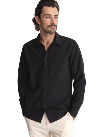 Classic Linen Long Sleeve Shirt - Vintage Black