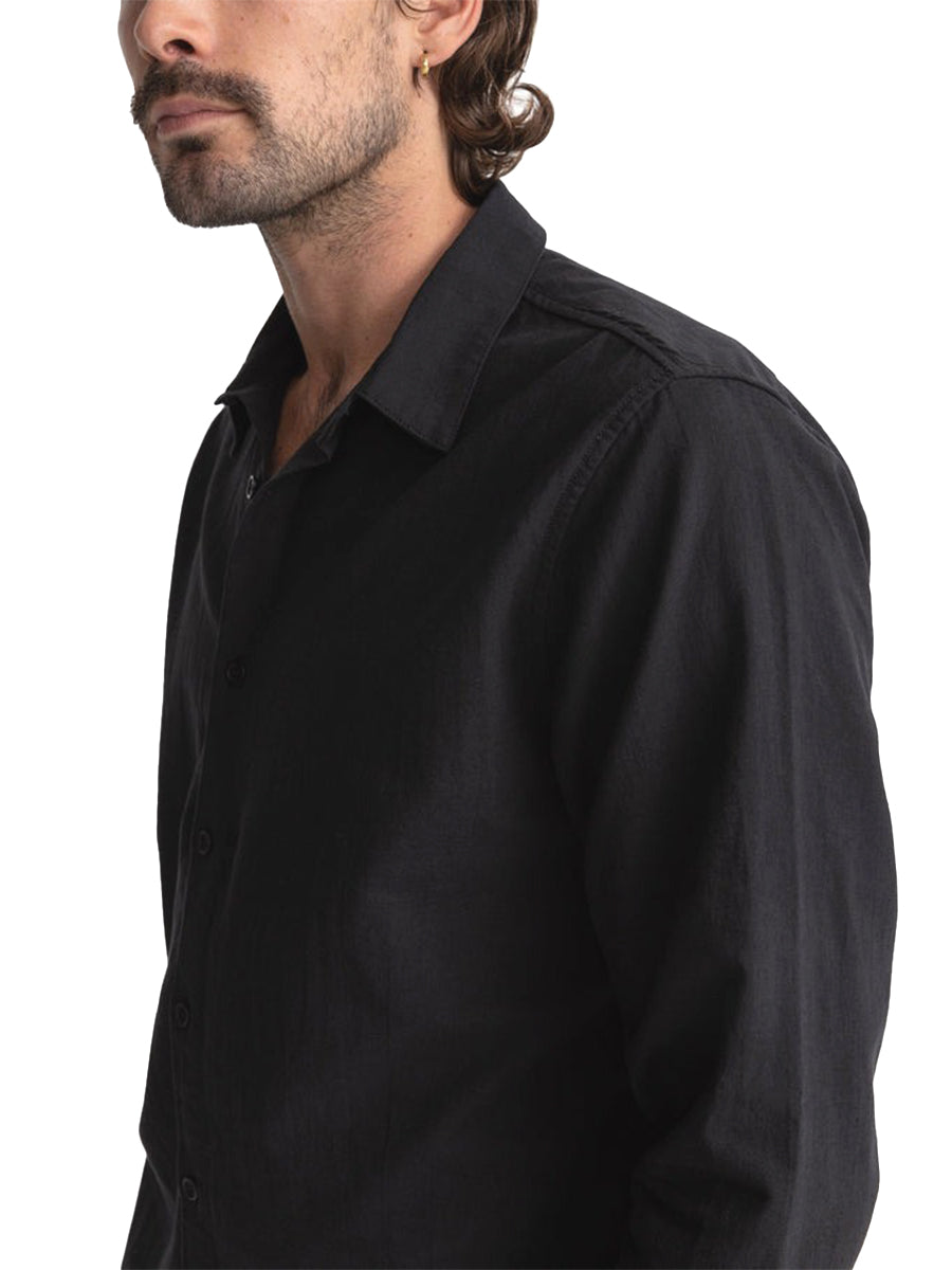 Classic Linen Long Sleeve Shirt - Vintage Black