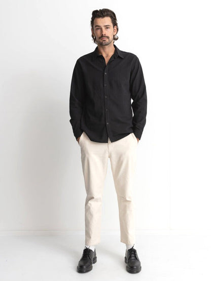 Classic Linen Long Sleeve Shirt - Vintage Black