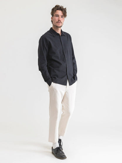 Classic Linen Long Sleeve Shirt - Vintage Black