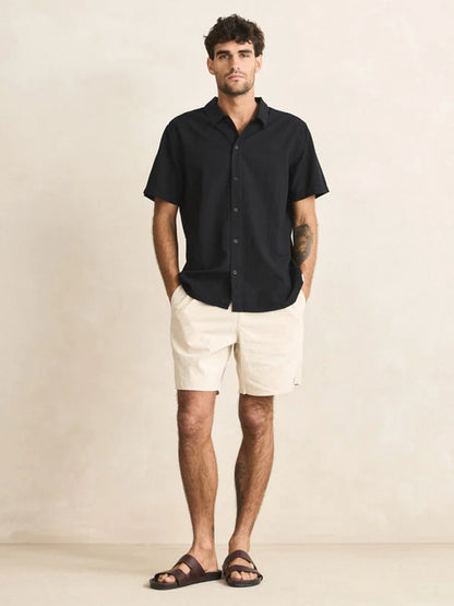 Classic Linen Short Sleeve Shirt - Vintage Black