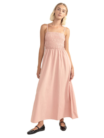 Classic Shirred Midi Dress - Rose