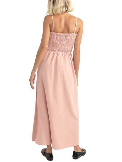 Classic Shirred Midi Dress - Rose