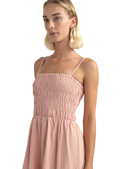 Classic Shirred Midi Dress - Rose