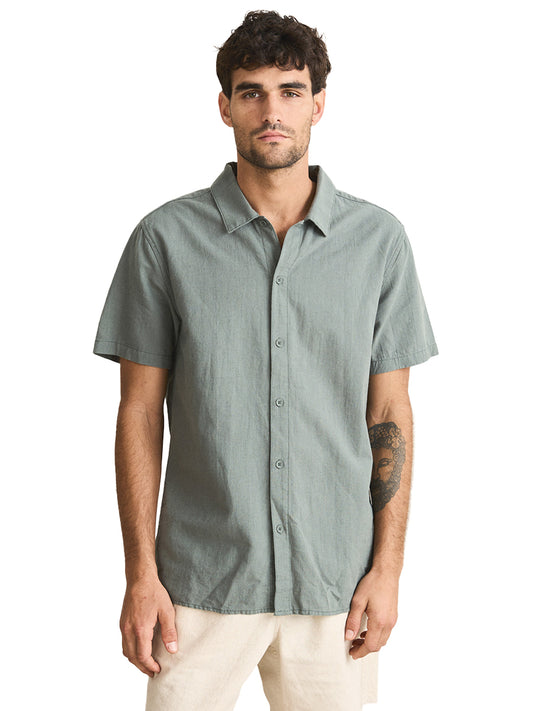 Classic Linen Short Sleeve Shirt - Silver Pine