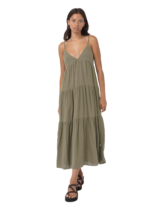 Classic Tiered Midi Dress - Olive