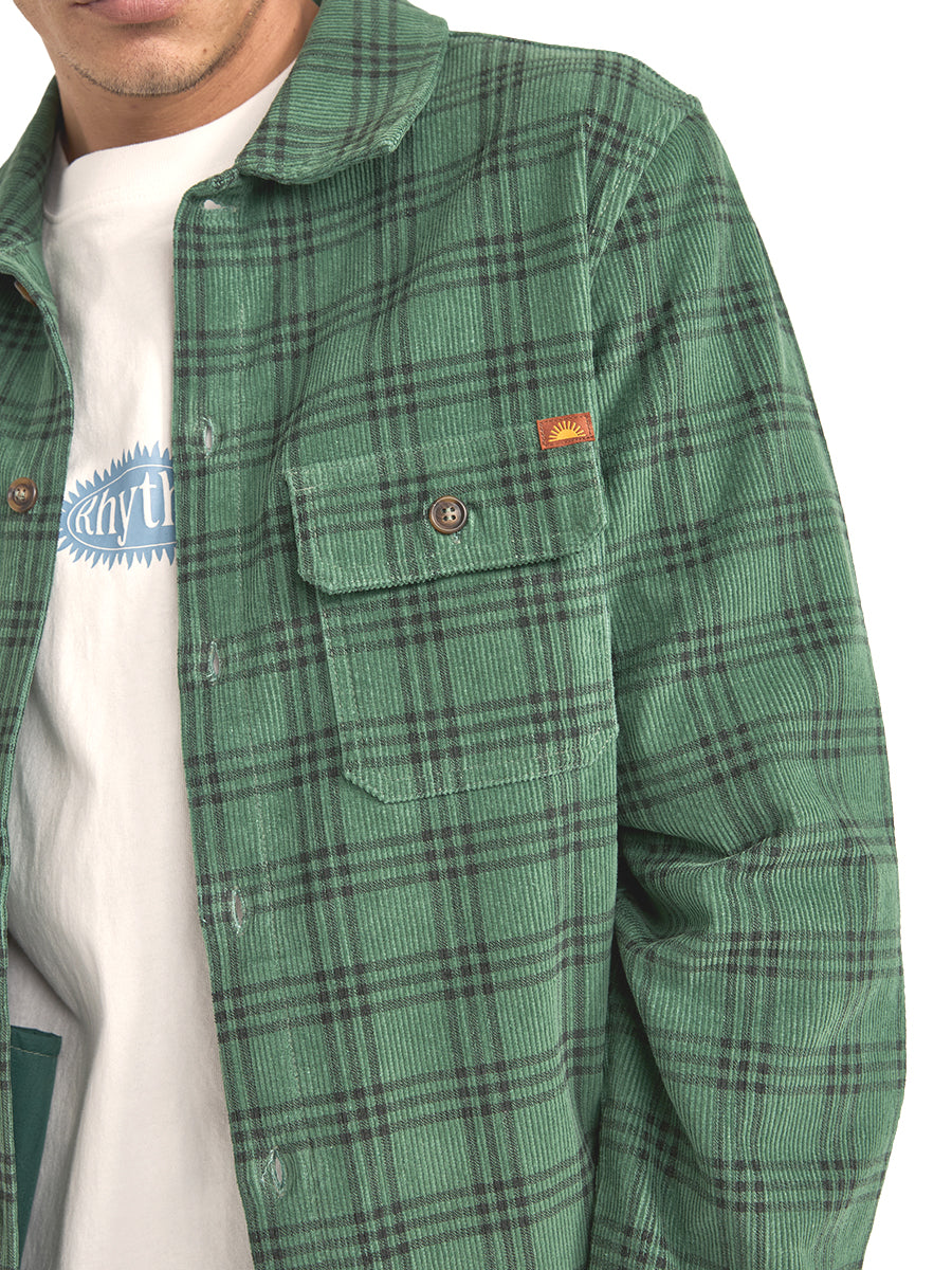 Cord Check Overshirt - Green