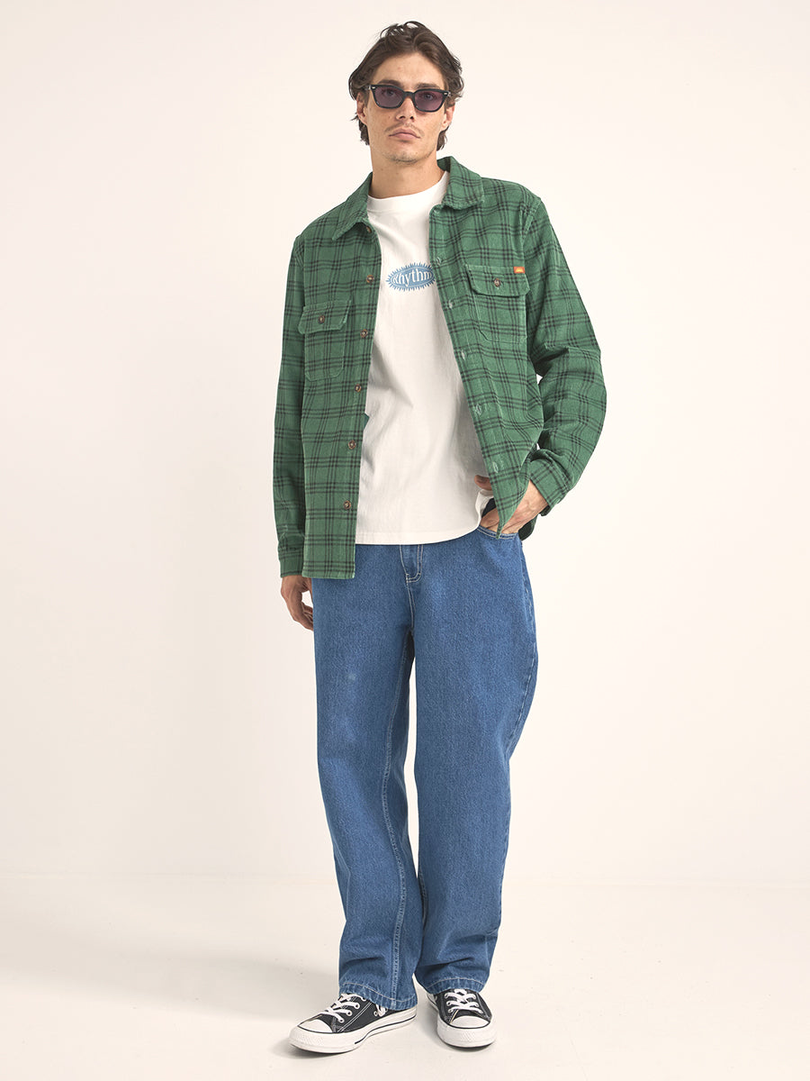 Cord Check Overshirt - Green