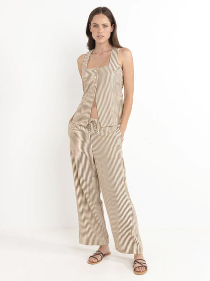 Cove Stripe Long Vest - Natural