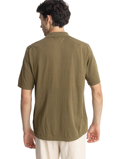 Essential Knit Polo - Olive