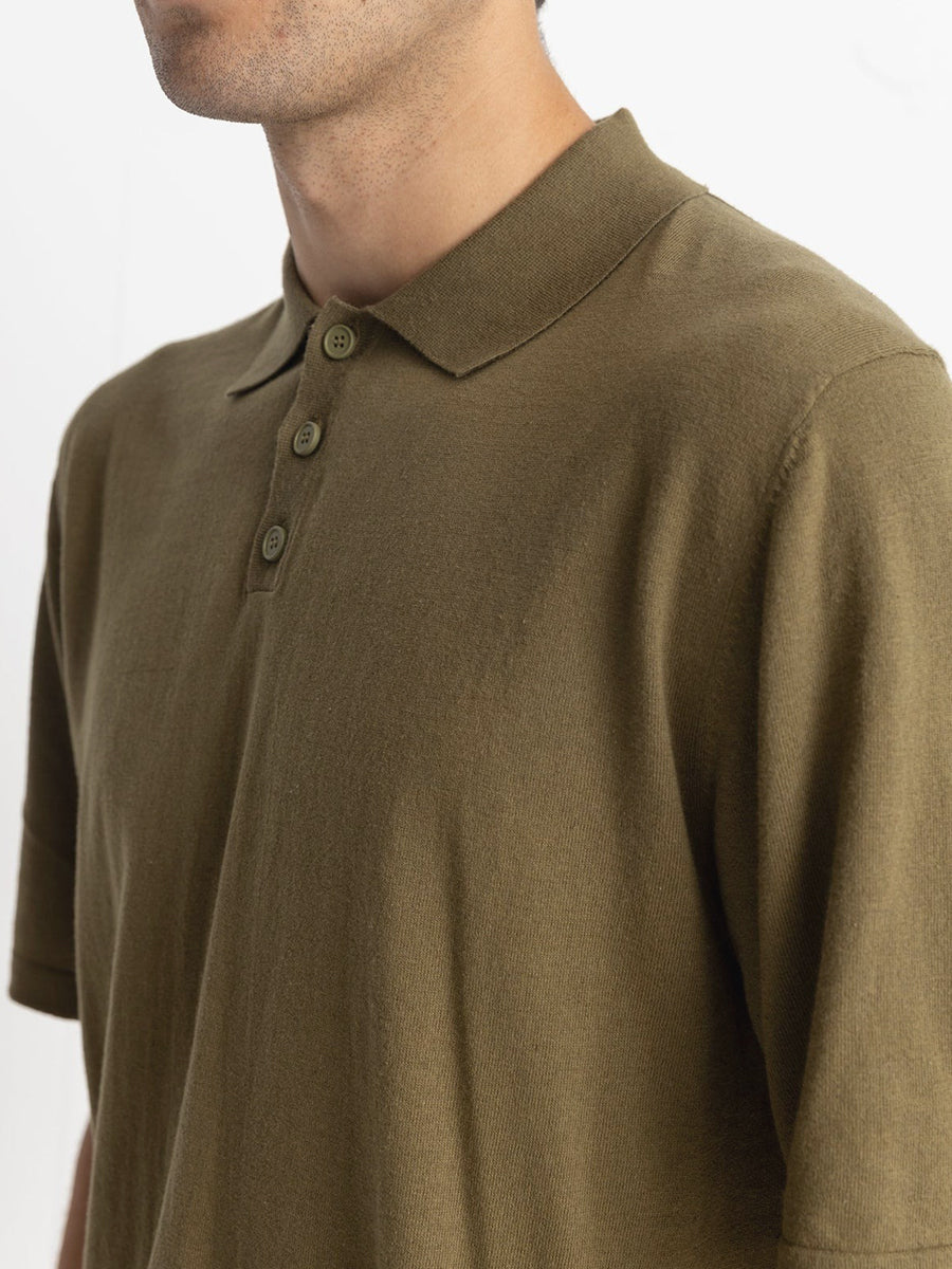 Essential Knit Polo - Olive