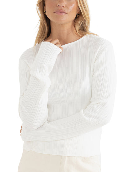 Essential Long Sleeve Knit Top - Cream