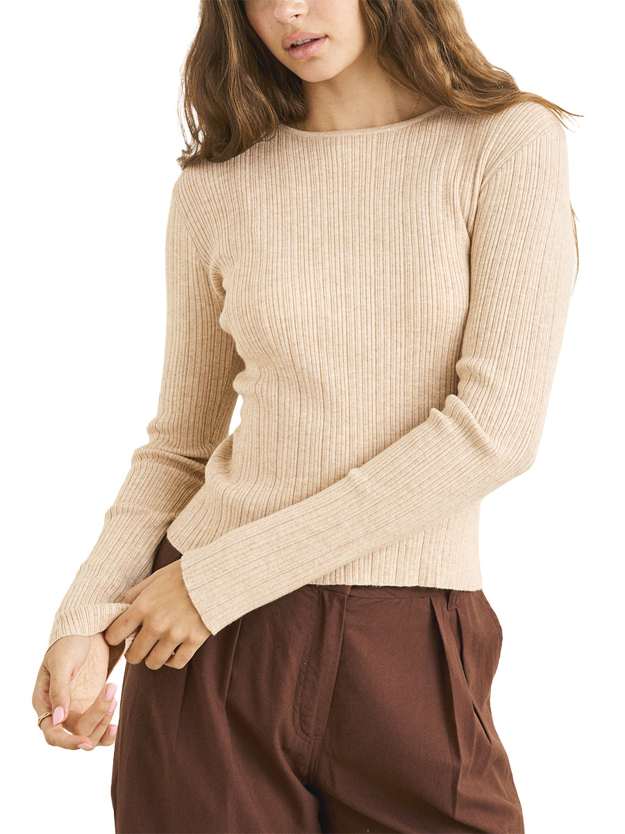 Essential Long Sleeve Knit Top - Oat