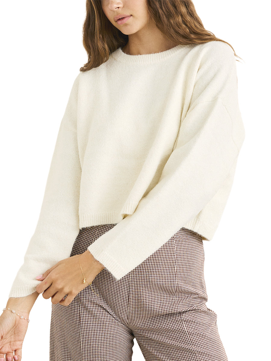 Estelle Fluffy Crew Sweater - Cream