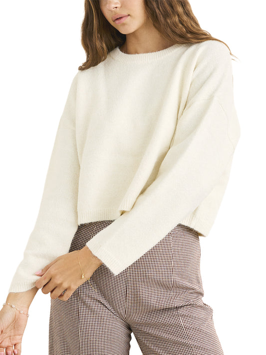 Estelle Fluffy Crew Sweater - Cream