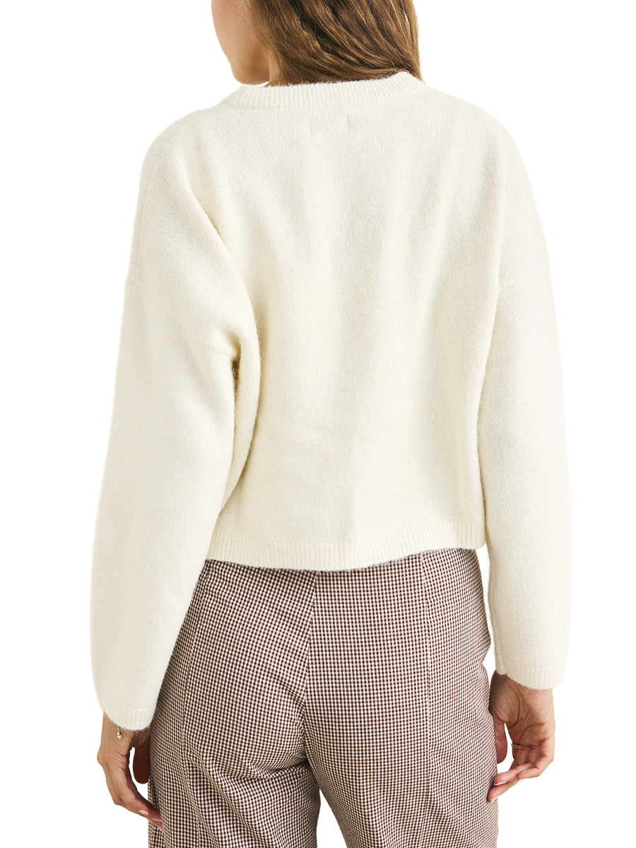 Estelle Fluffy Crew Sweater - Cream