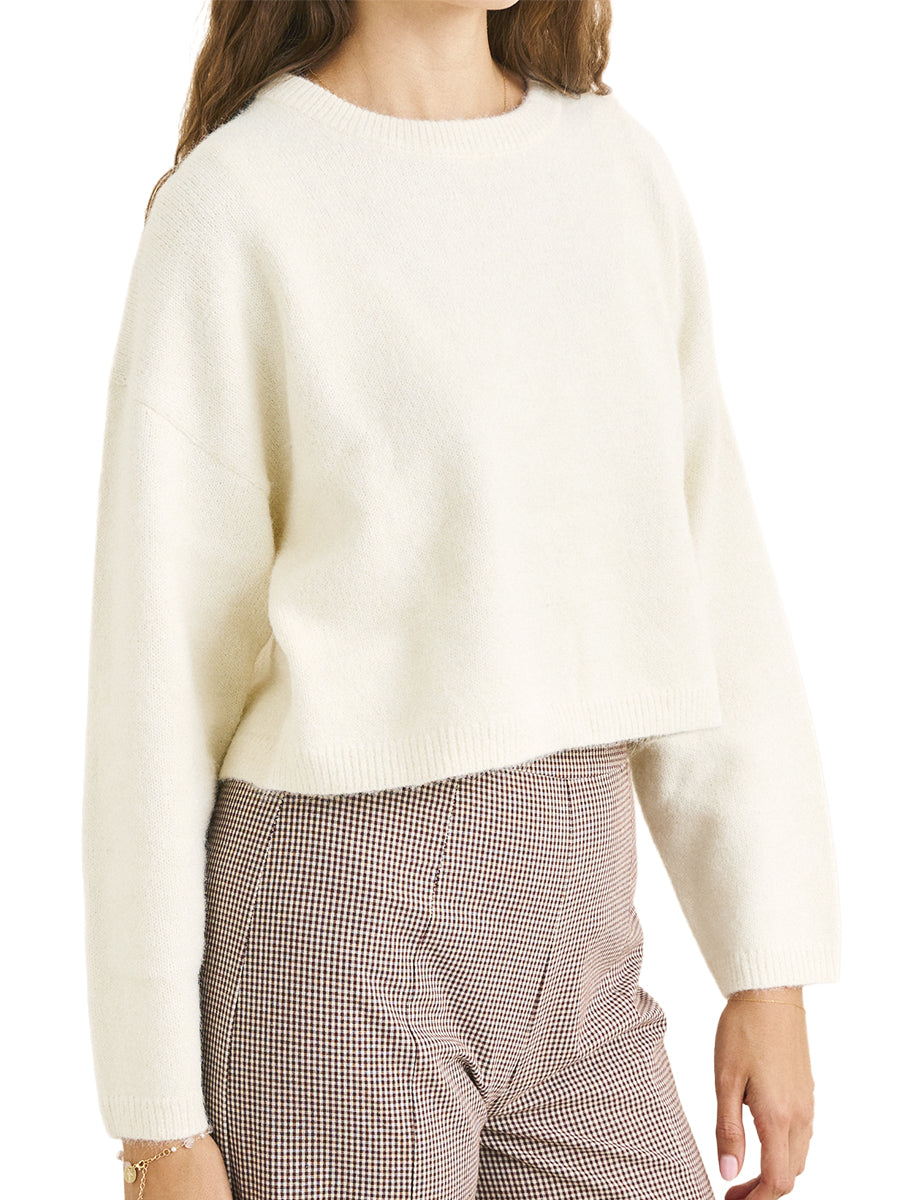 Estelle Fluffy Crew Sweater - Cream