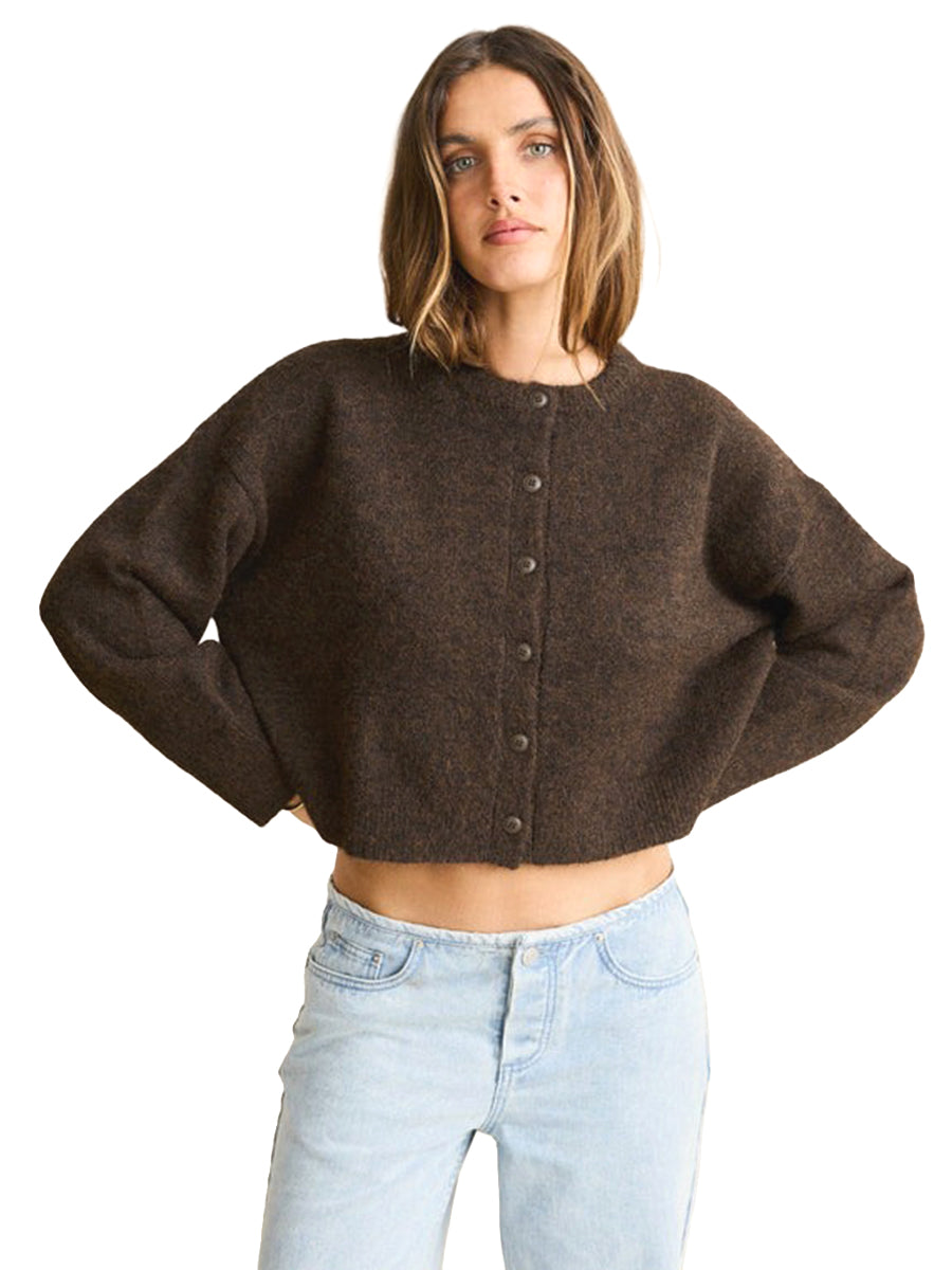 Estelle Fluffy Cardigan - Chocolate