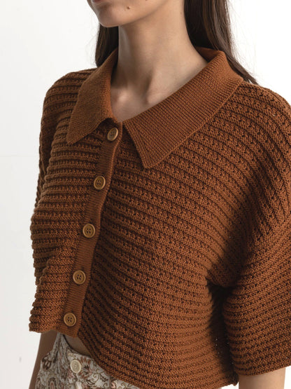 Evermore Knit Shirt - Caramel