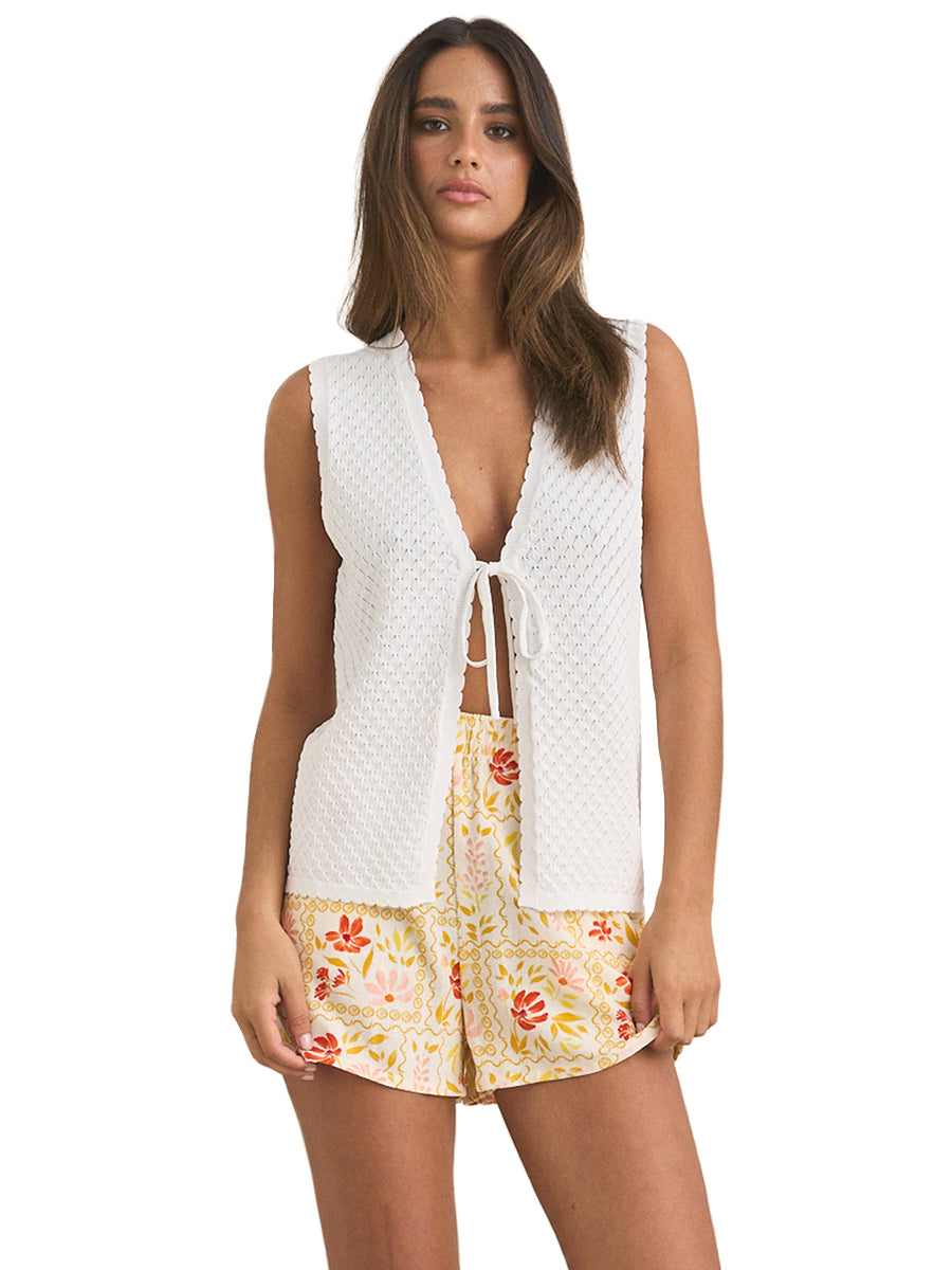 Gigi Longline Knit Vest - White
