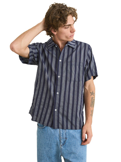 Harbor Stripe Short Sleeve Shirt - Navy