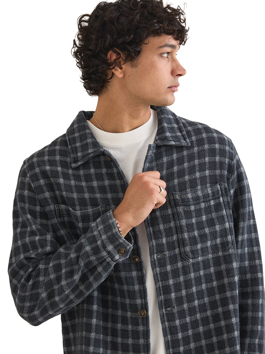 Jacquard Check Long Sleeve Shirt - Charcoal