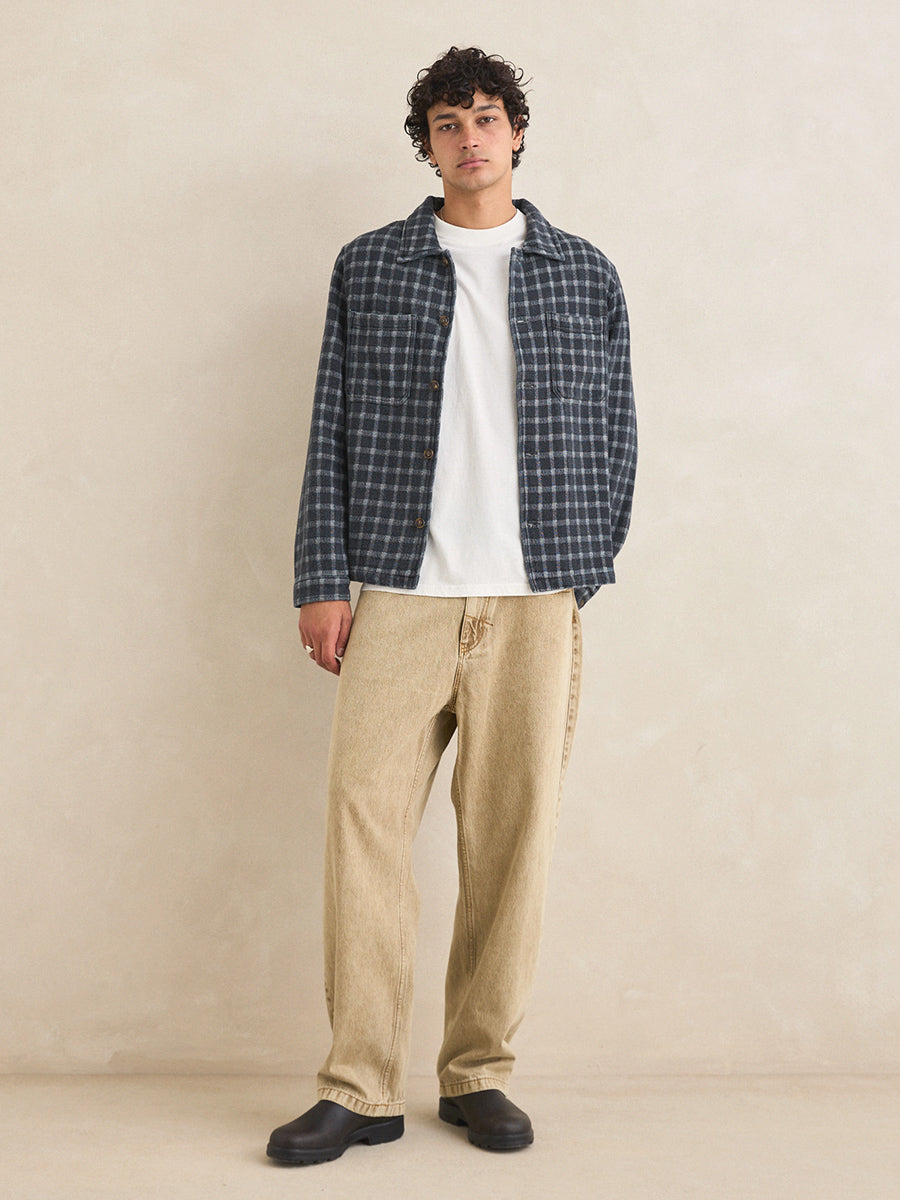Jacquard Check Long Sleeve Shirt - Charcoal