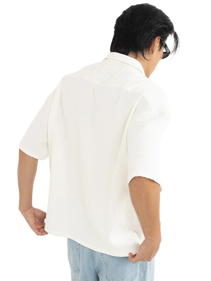 Leads Relaxed Check Short Sleeve Shirt - White