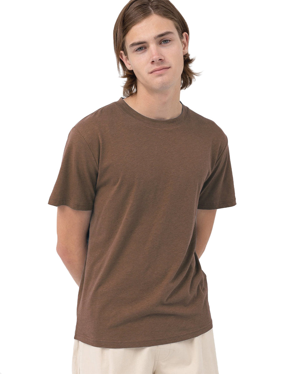 Linen Short Sleeve T-Shirt - Brown
