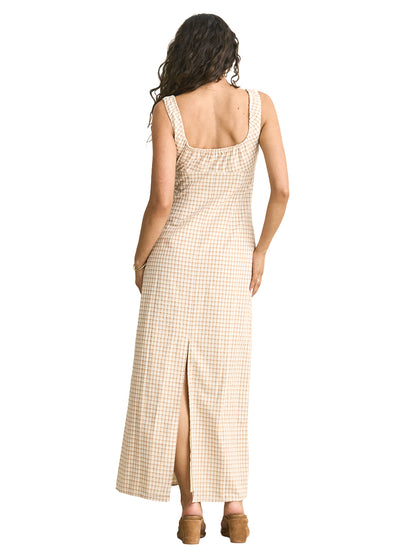 London Check Maxi Dress - Natural