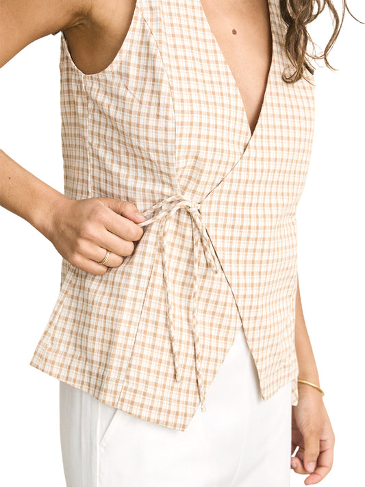 London Check Vest - Natural