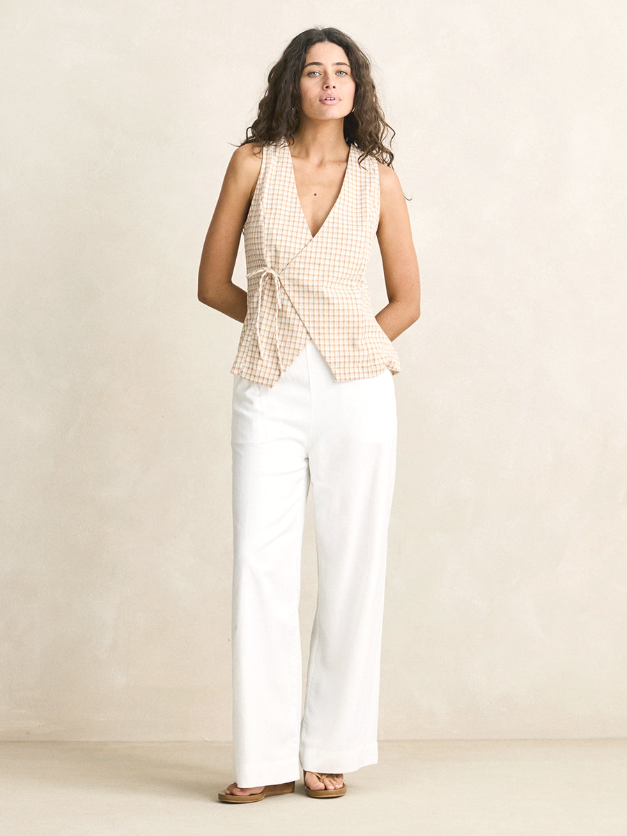 London Check Vest - Natural