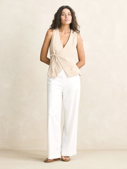 London Check Vest - Natural