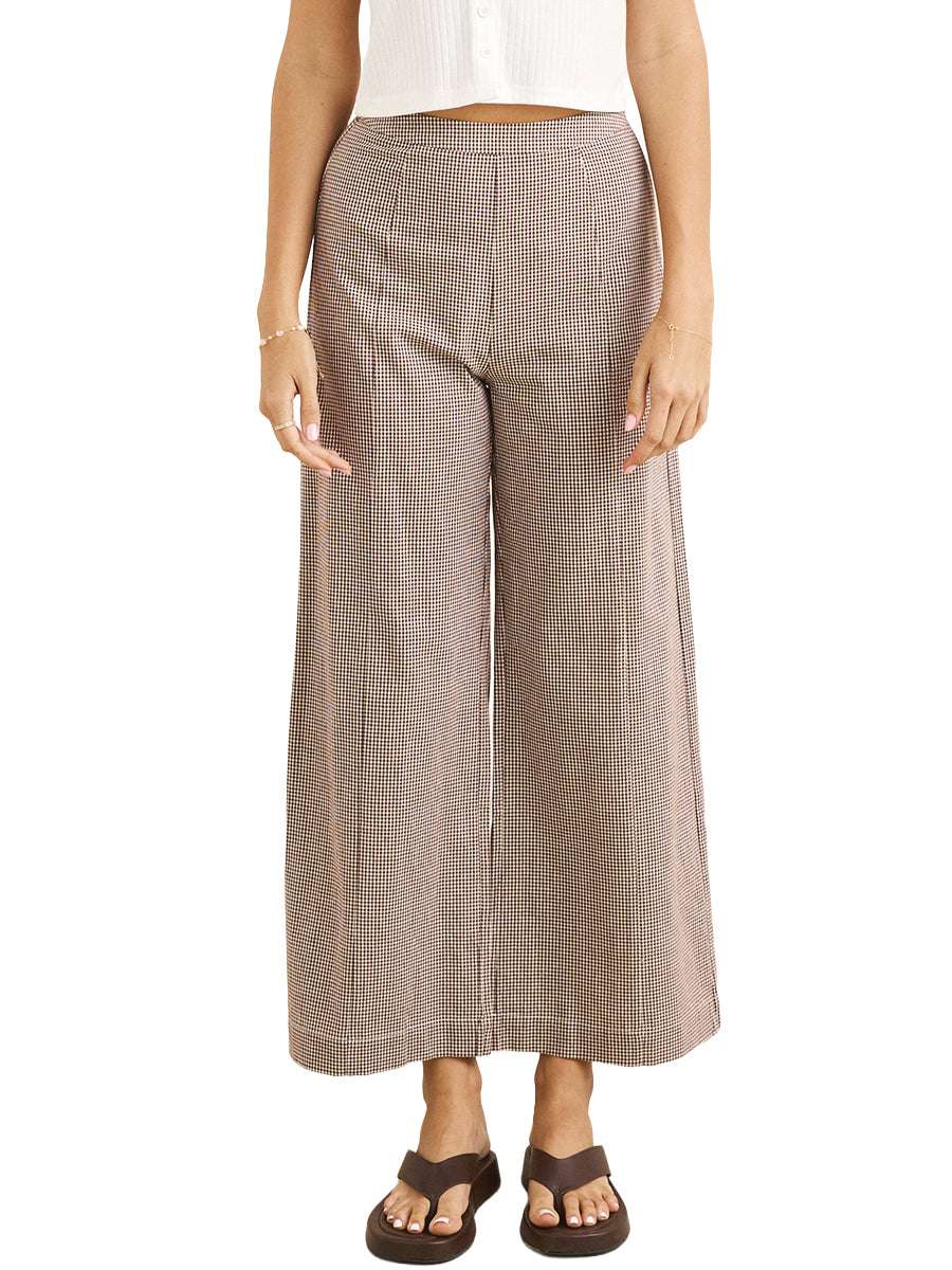 London Check Wide-Leg Pants - Chocolate