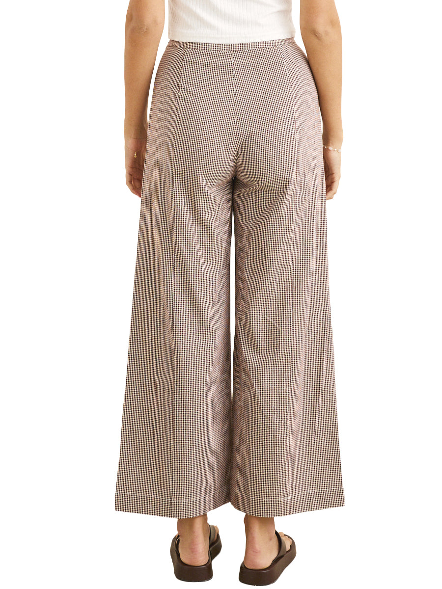 London Check Wide-Leg Pants - Chocolate