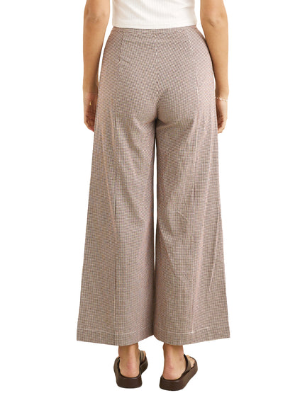 London Check Wide-Leg Pants - Chocolate