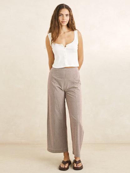 London Check Wide-Leg Pants - Chocolate
