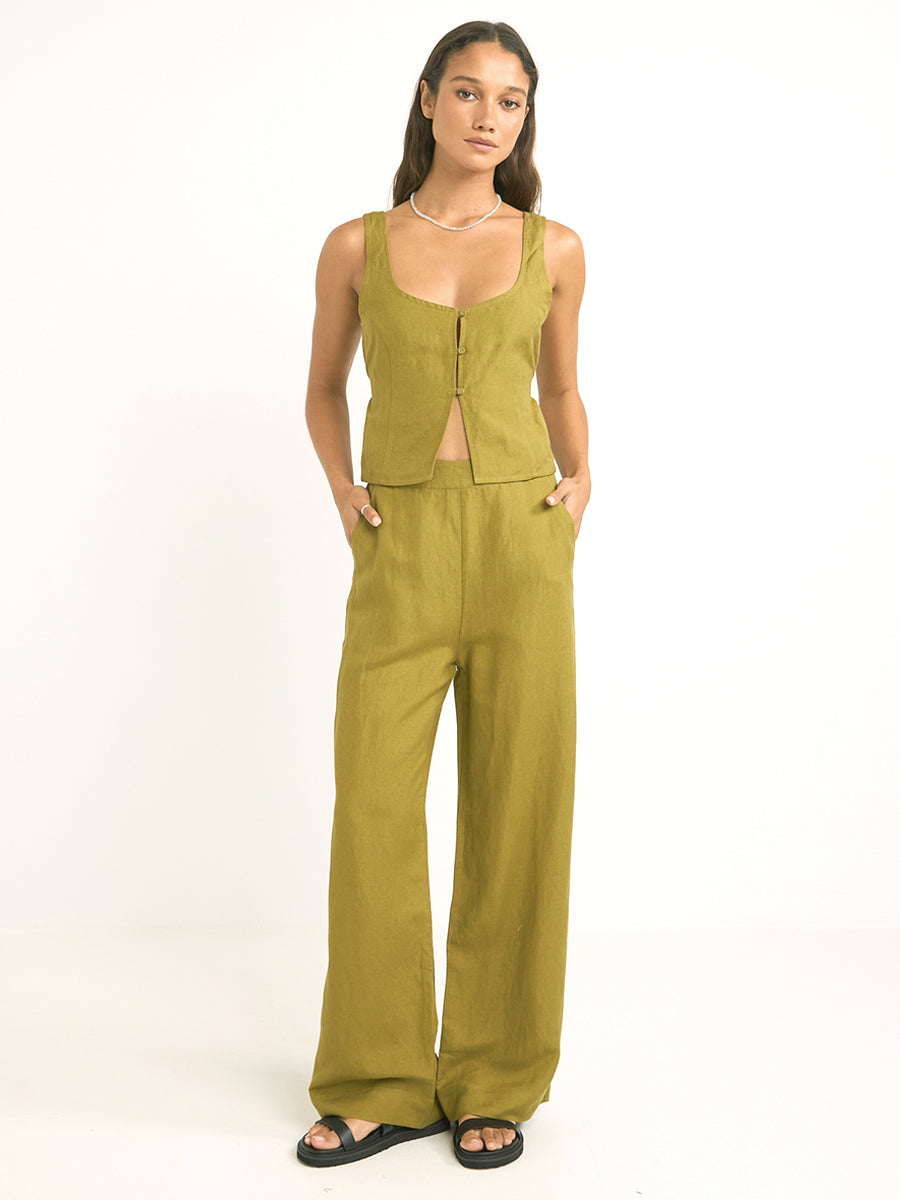 Maya Wide Leg Pant - Olive