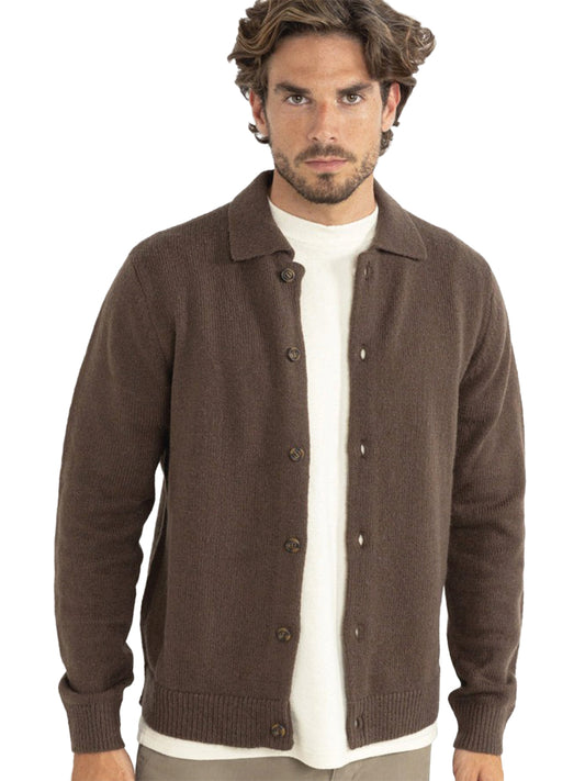 Mohair Button-Up Knit - Chocolate